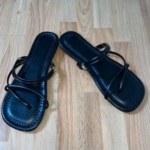 NWT Black Leather Sandals